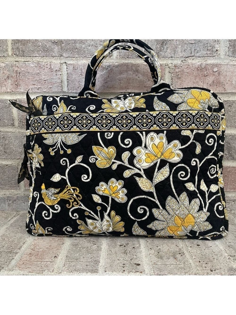 Vera Bradley Black and Gold Floral Laptop Bag